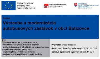 Výstavba a modernizácia autobusových zastávok v obci Batizovce 1